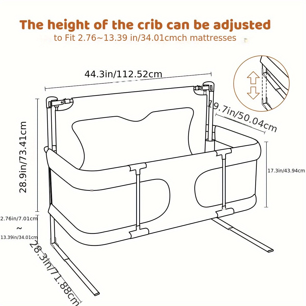 Bite-Proof Baby Bed Rail Sturdy Bite-Proof Extra Tall Baby Bed Rail | Odorless Material, Non-Slip Base, Fits Cribs, Adult Beds & Portable Cribs, Easy Installation