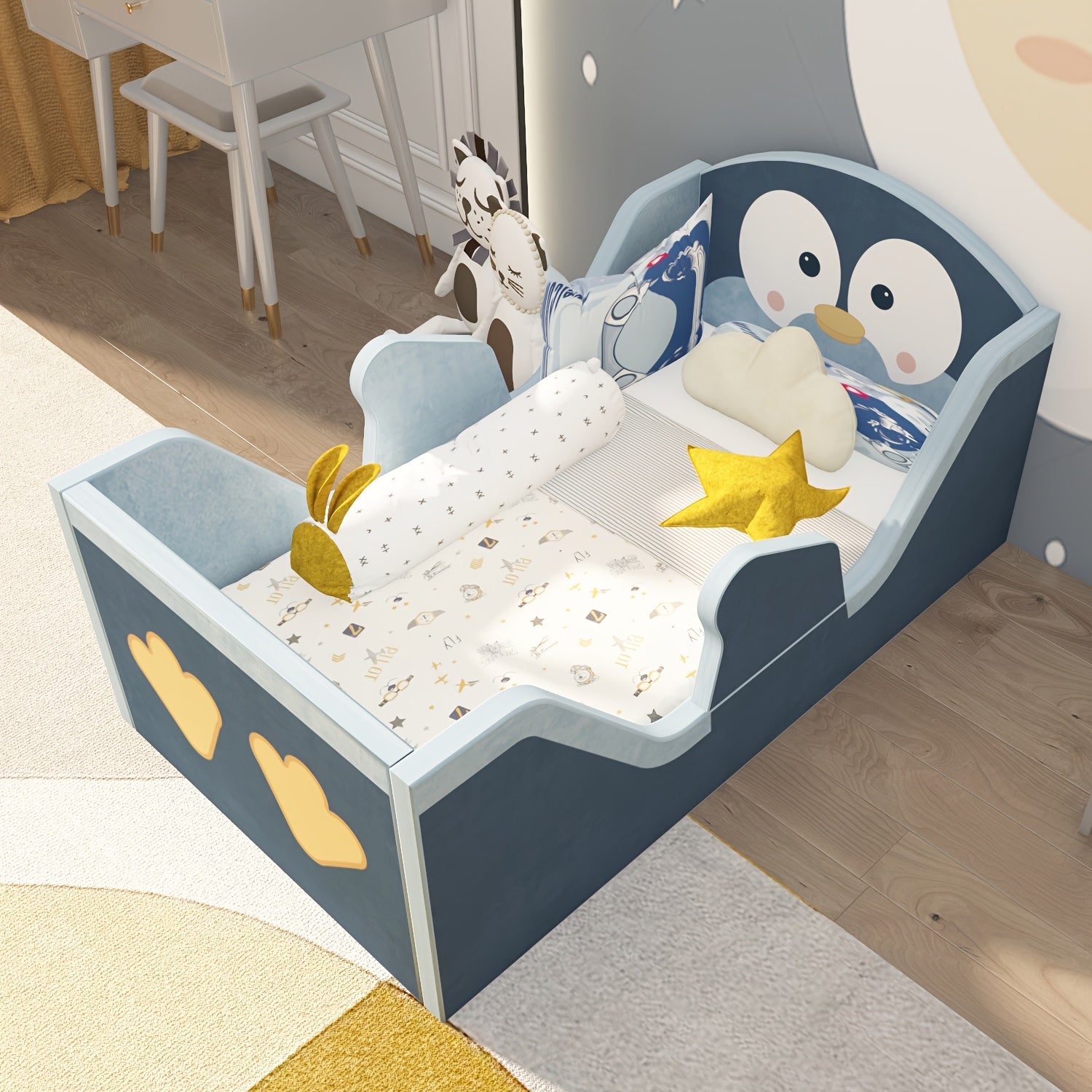 Toddler Bed, Child Bed for Kids with Extra Safty Broad, Standard Crib Size Toddler Bed, Certified Fabric Toddler Beds, Toddler Flood Bed