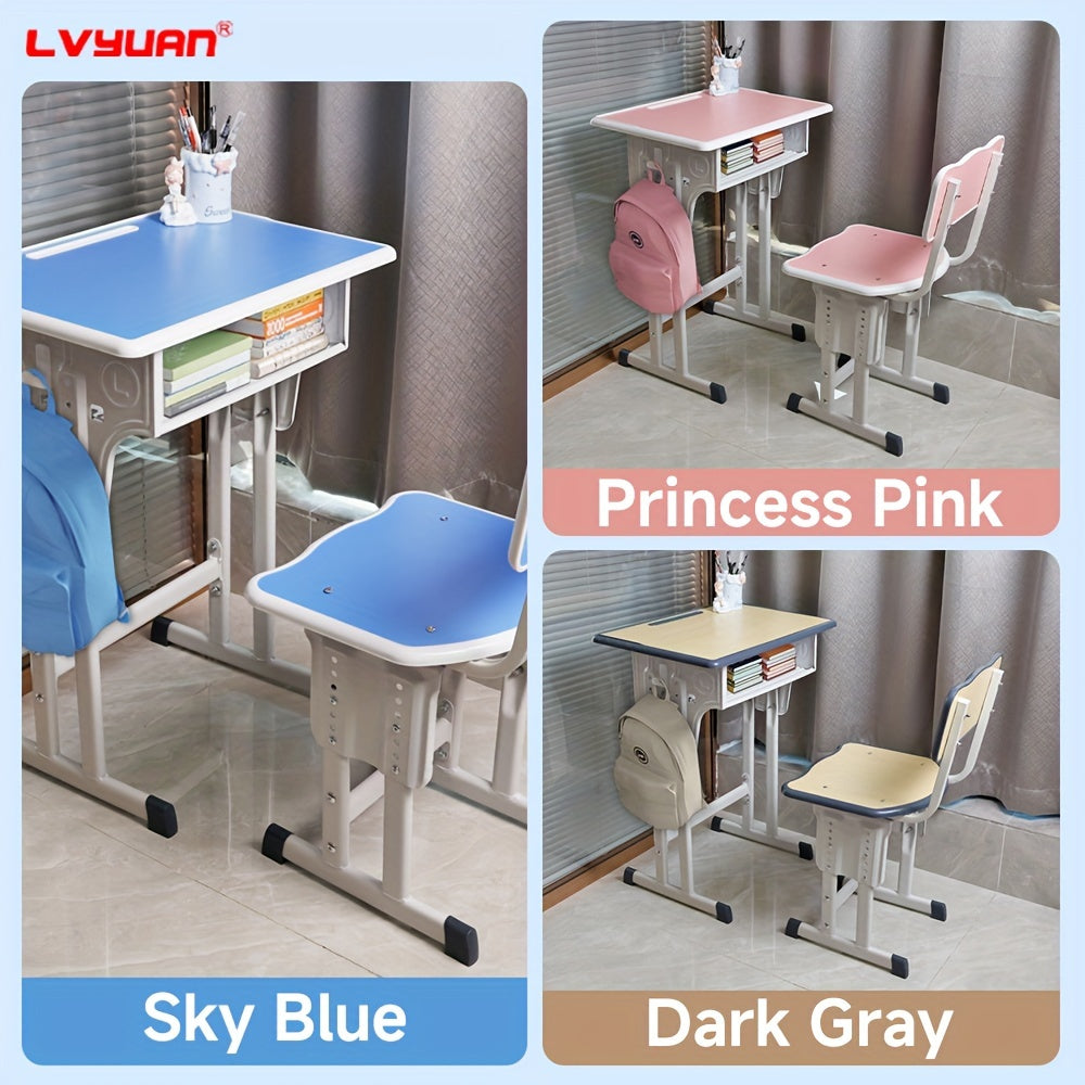 Children'S Study Table And Chair Set, Kids Table And Chair Set, Height Adjustable Desk For Kids, Table And Chairs For Kids - With Ergonomic Design, Suitable For Children, Primary School Students And Teenagers Aged 3-18 Years Old