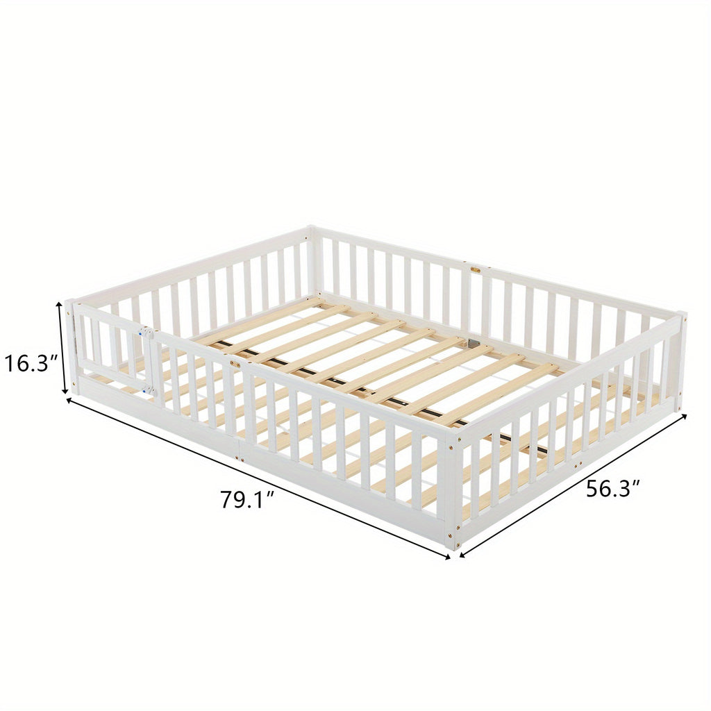 White pine fence bed White pine fence bed | with door and decking, painted