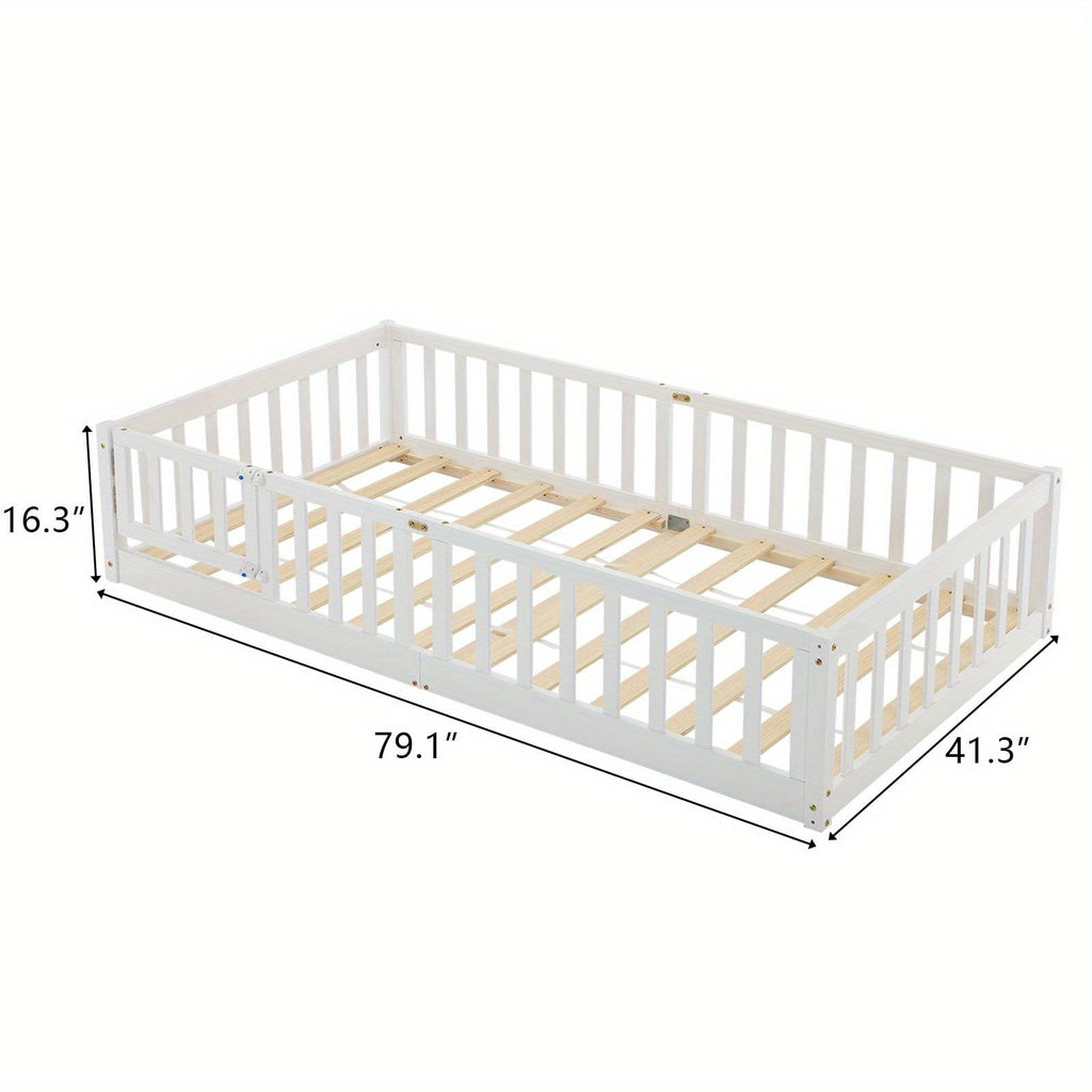 White pine fence bed White pine fence bed | with door and decking, painted