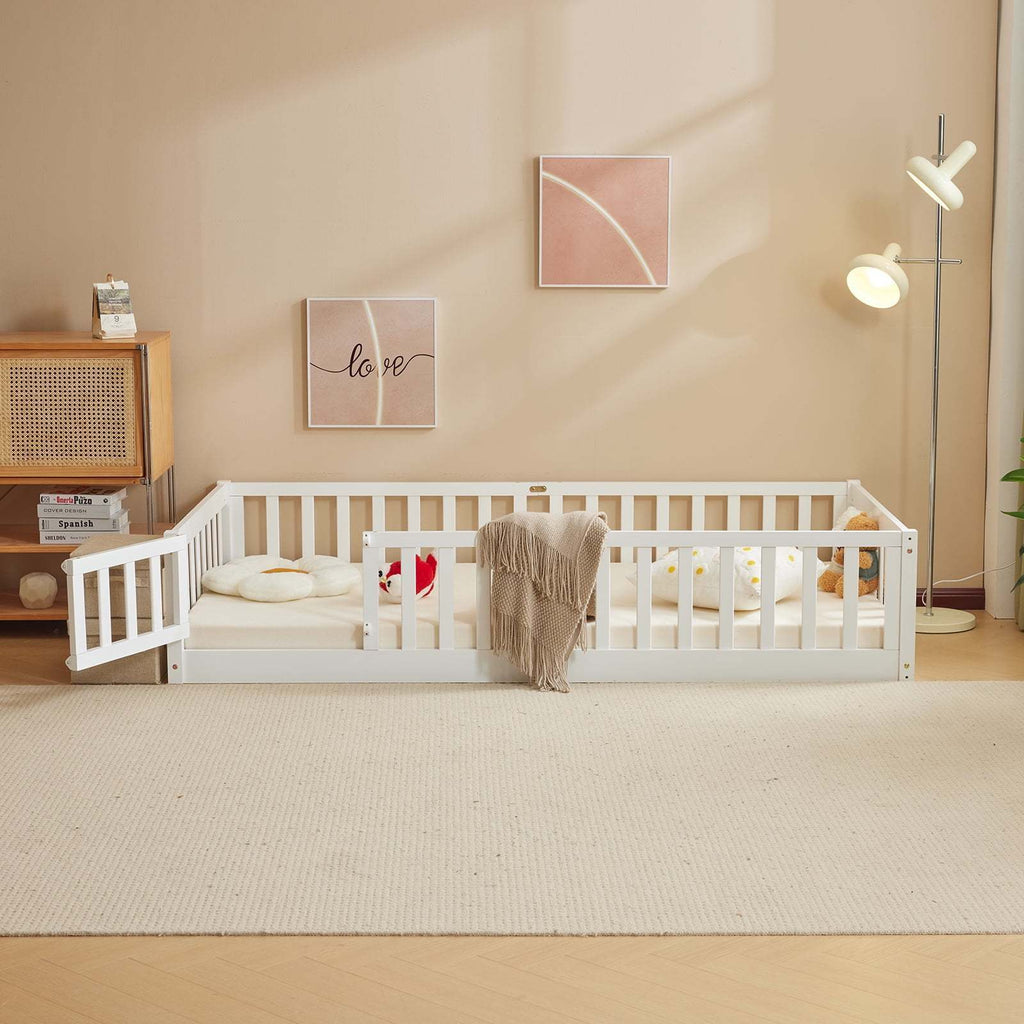 White pine fence bed White pine fence bed | with door and decking, painted