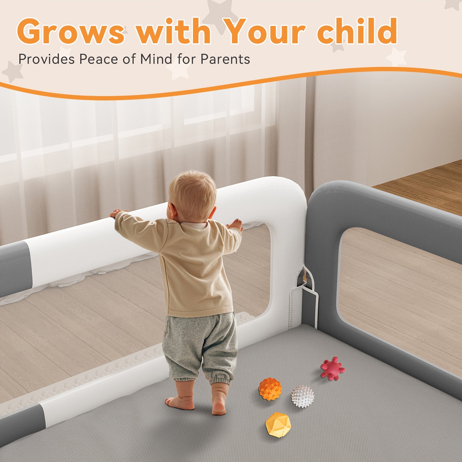 Three Sides Bed Rail for Toddlers, Foldable Steady U-Shape Seamless Design for King Size Bed\u002F78.74x78.74x74\