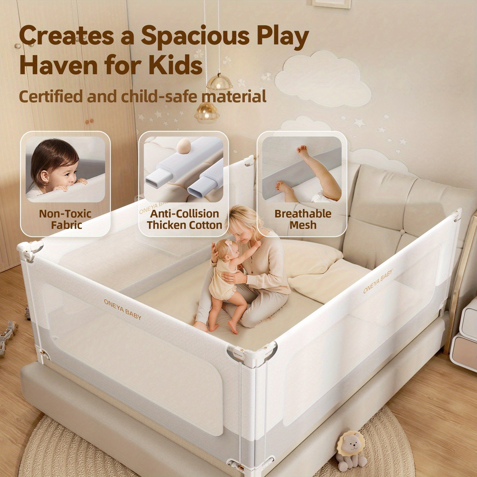 Height Adjustable Bed Rail for Toddlers, Kids Safety Baby Bed Rail for Full\u002FKing\u002FQueen Size Bed