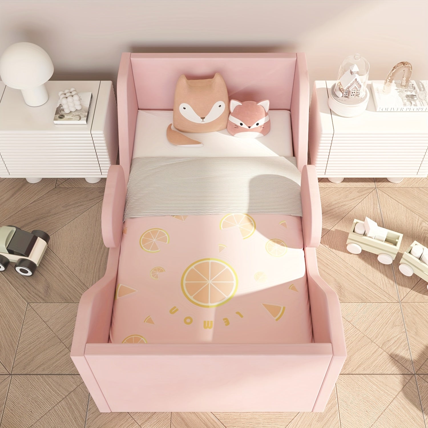 Toddler Bed, Child Bed for Kids with Extra Safty Broad, Standard Crib Size Toddler Bed, Certified Fabric Toddler Beds, Toddler Flood Bed