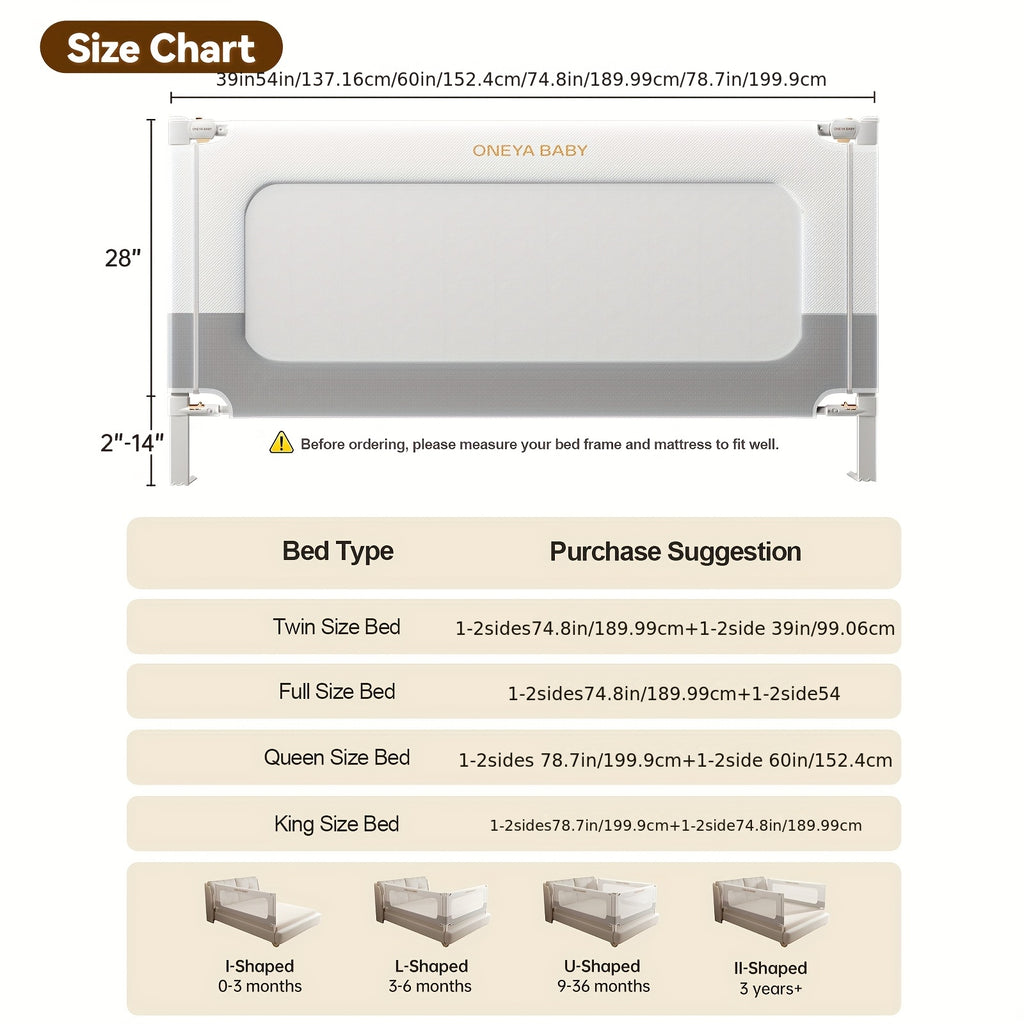 Height Adjustable Bed Rail for Toddlers, Kids Safety Baby Bed Rail for Full\u002FKing\u002FQueen Size Bed