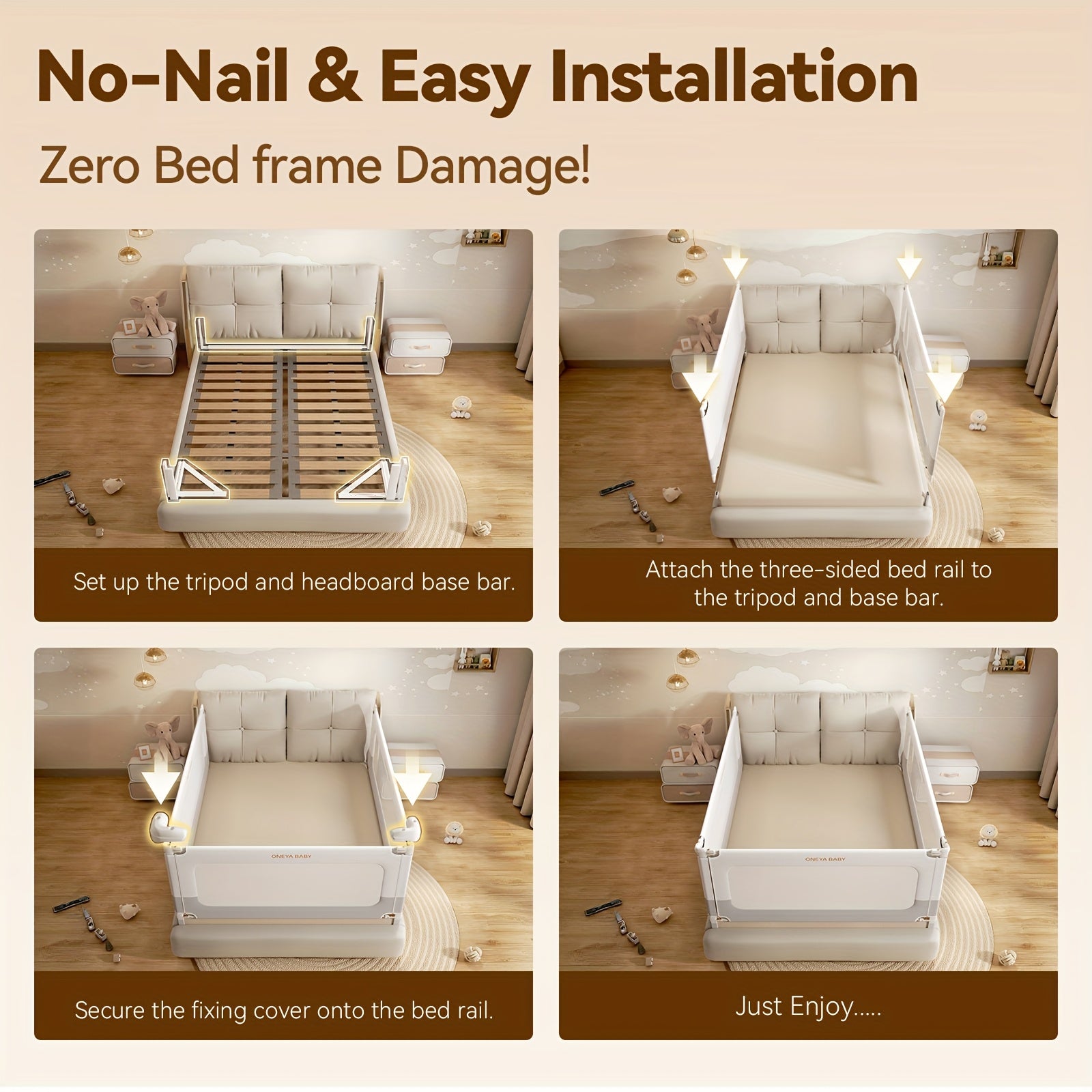 Height Adjustable Bed Rail for Toddlers, Kids Safety Baby Bed Rail for Full\u002FKing\u002FQueen Size Bed