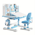1 X Children's Study Table Study Table and Chair Set, Adjustable Children's Table and Chair with Bookshelf and Storage Drawer, 50 Degree Slopable Desktop Study Table, Chair with Chair Bedroom Study Room 46.85\