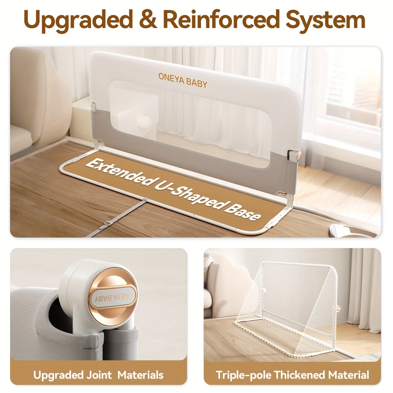 Bed Rail For Toddlers, 59 Inch Swing Down Toddler Bed Rails With Wider U-Shape Base, Breathable Baby Bed Rail Guard For King, Queen, Full, Twin Bed Rail For Baby