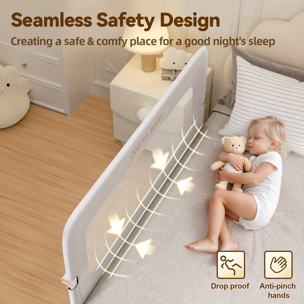 Bed Rail For Toddlers, 59 Inch Swing Down Toddler Bed Rails With Wider U-Shape Base, Breathable Baby Bed Rail Guard For King, Queen, Full, Twin Bed Rail For Baby