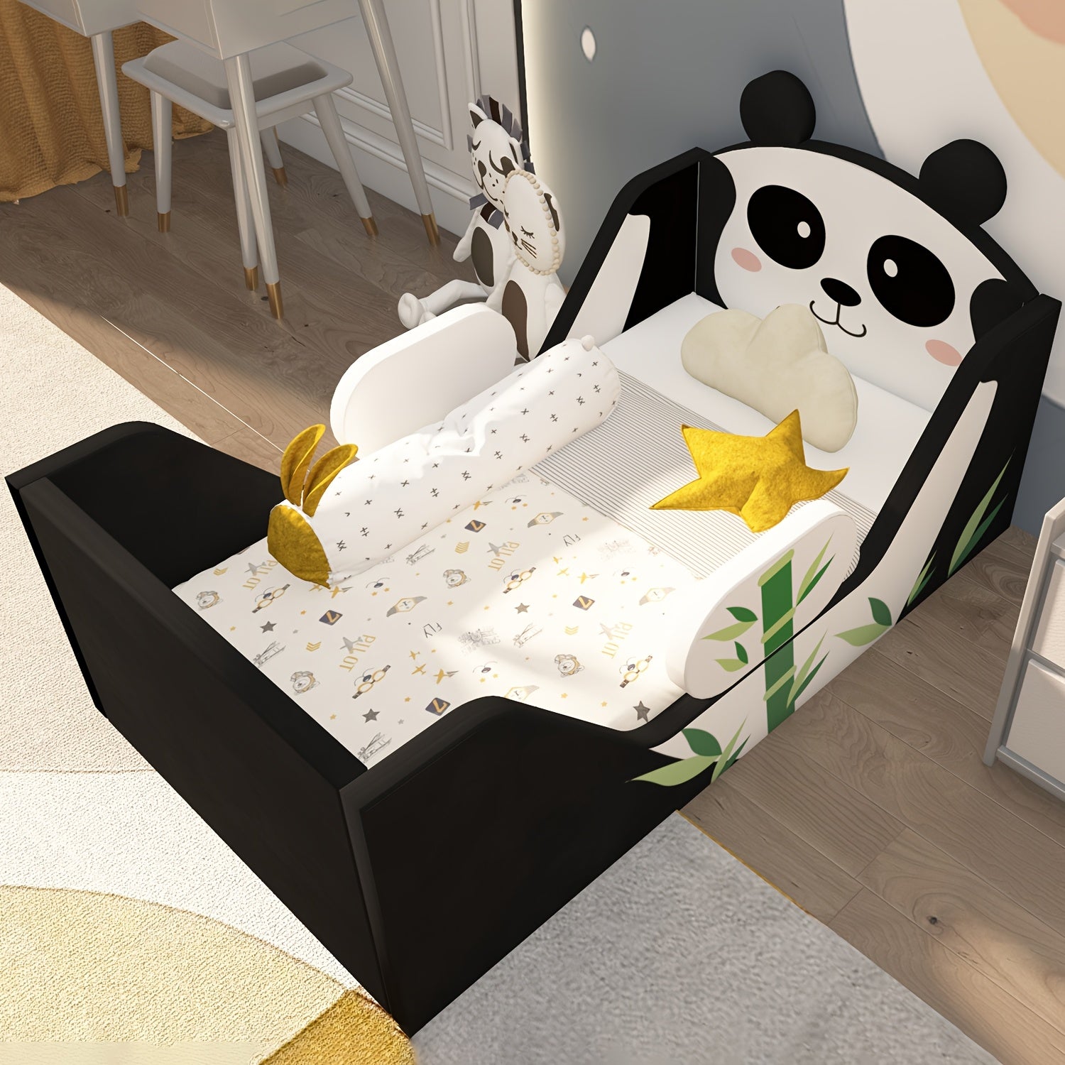 Toddler Bed, Child Bed for Kids with Extra Safty Broad, Standard Crib Size Toddler Bed, Certified Fabric Toddler Beds, Toddler Flood Bed