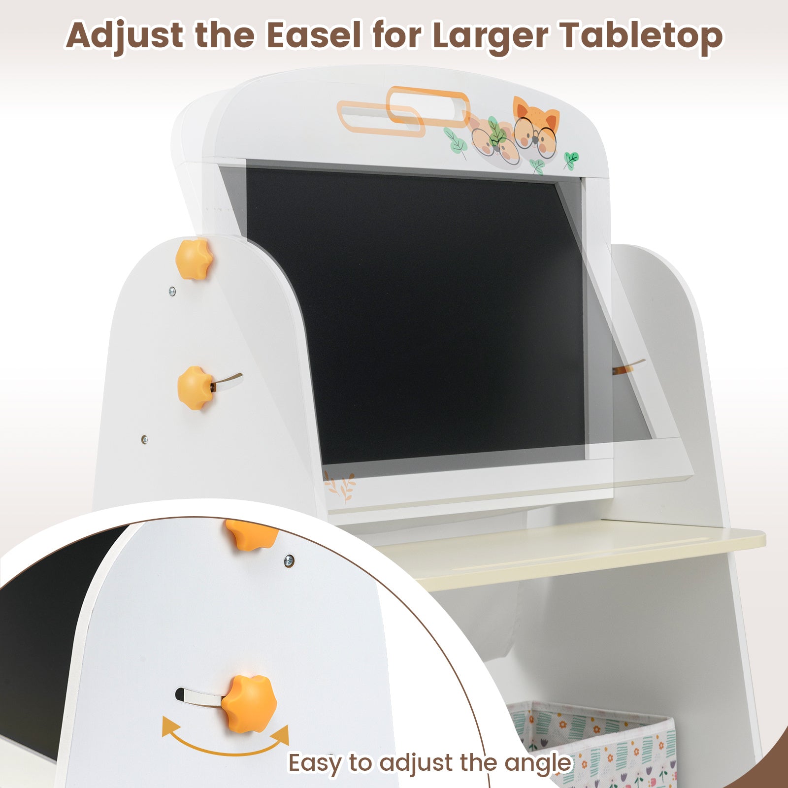 COSTWAY 4-in-1 Kids Table and Chair Set with Art Easel, Whiteboard\u002FBlackboard, Bookshelf & Storage Bin - Wood Children's Activity Table, Rounded Edges for & Bedroom, Playroom, Learning Desk