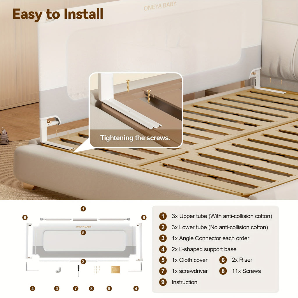 Height Adjustable Bed Rail for Toddlers, Kids Safety Baby Bed Rail for Full\u002FKing\u002FQueen Size Bed