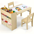 Children'S Table With 2 Chairs, Children'S Seating Group With Storage Space, Wooden Children'S Table Chair Set, Painting Table Desk With Paper Roll And 4 Storage Boxes, Children'S Table For School Daycare