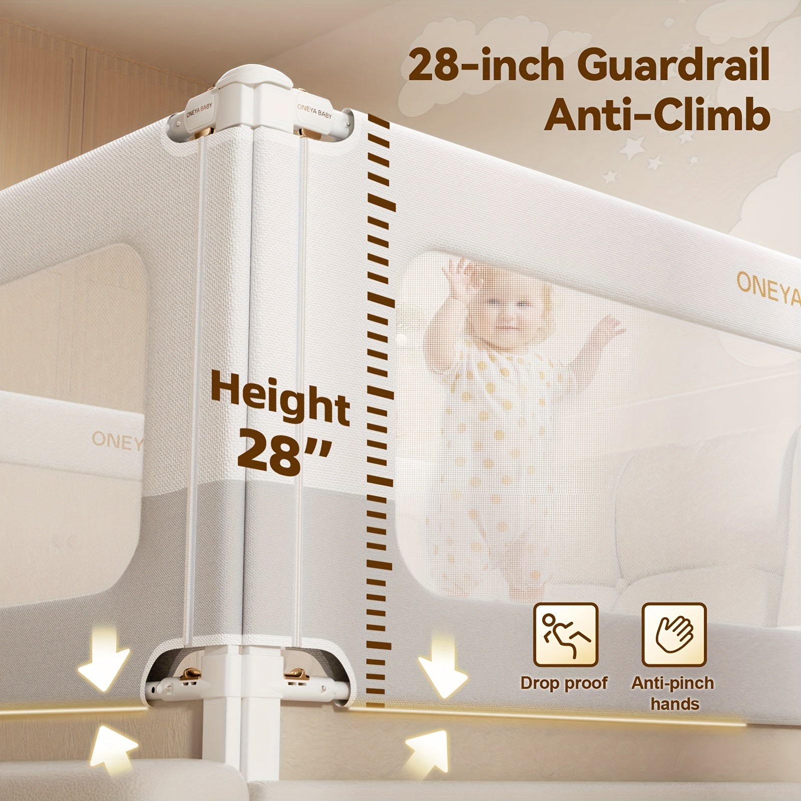 Height Adjustable Bed Rail for Toddlers, Kids Safety Baby Bed Rail for Full\u002FKing\u002FQueen Size Bed