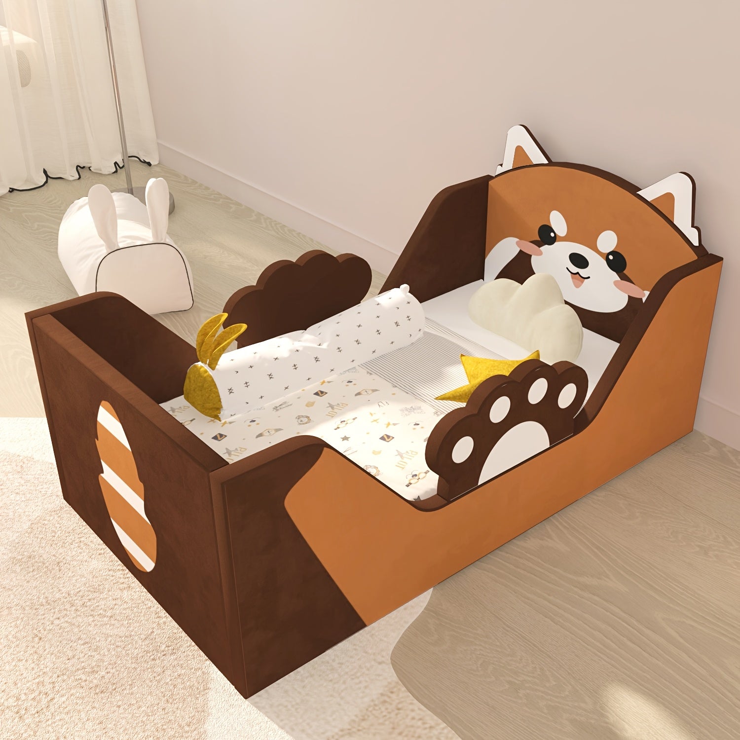 Toddler Bed, Child Bed for Kids with Extra Safty Broad, Standard Crib Size Toddler Bed, Certified Fabric Toddler Beds, Toddler Flood Bed